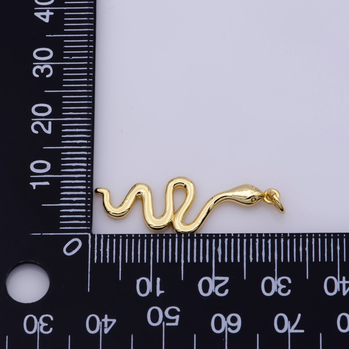 24K Gold Filled 30mm Minimalist Slither Snake Serpent Charm | D732