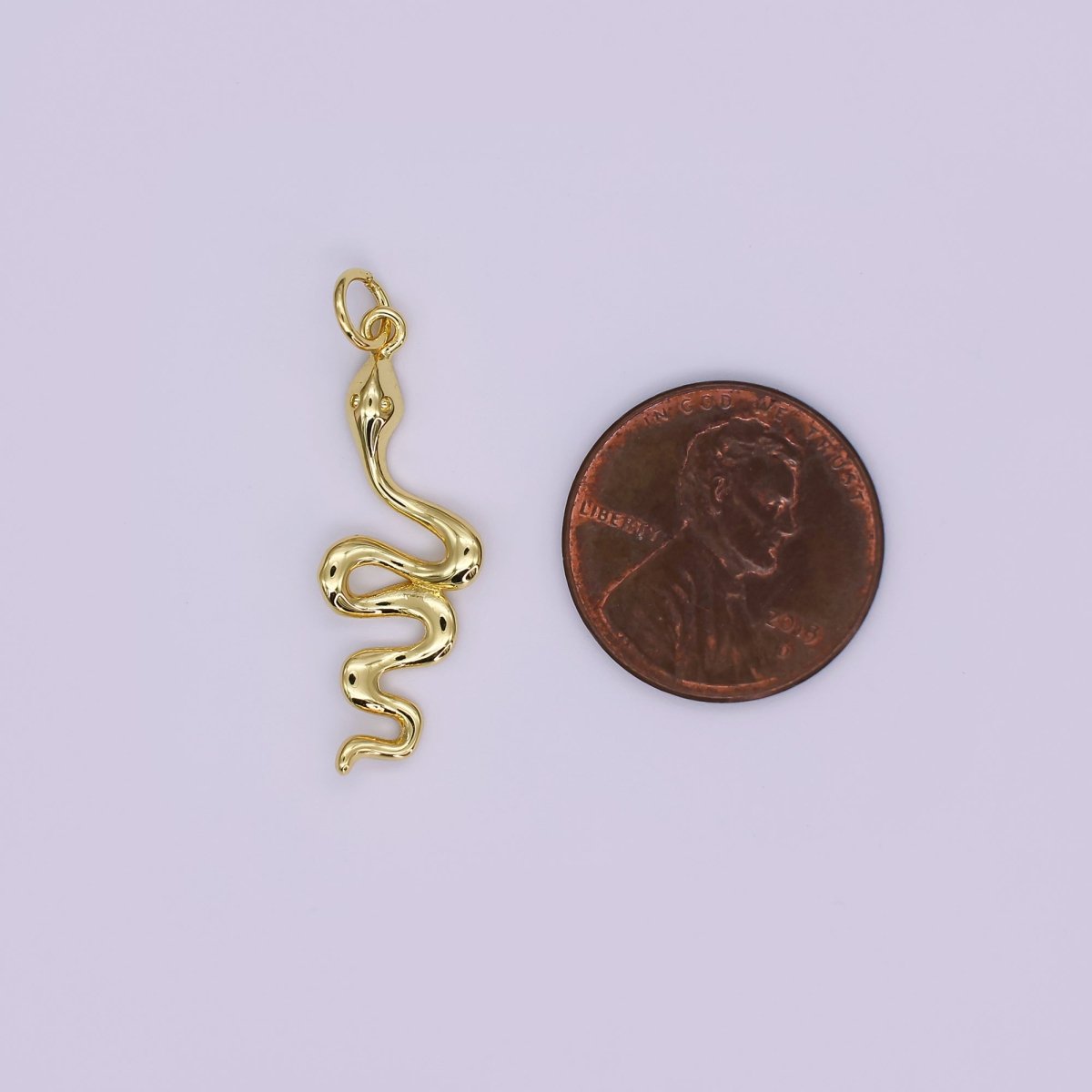 24K Gold Filled 30mm Minimalist Slither Snake Serpent Charm | D732 - DLUXCA