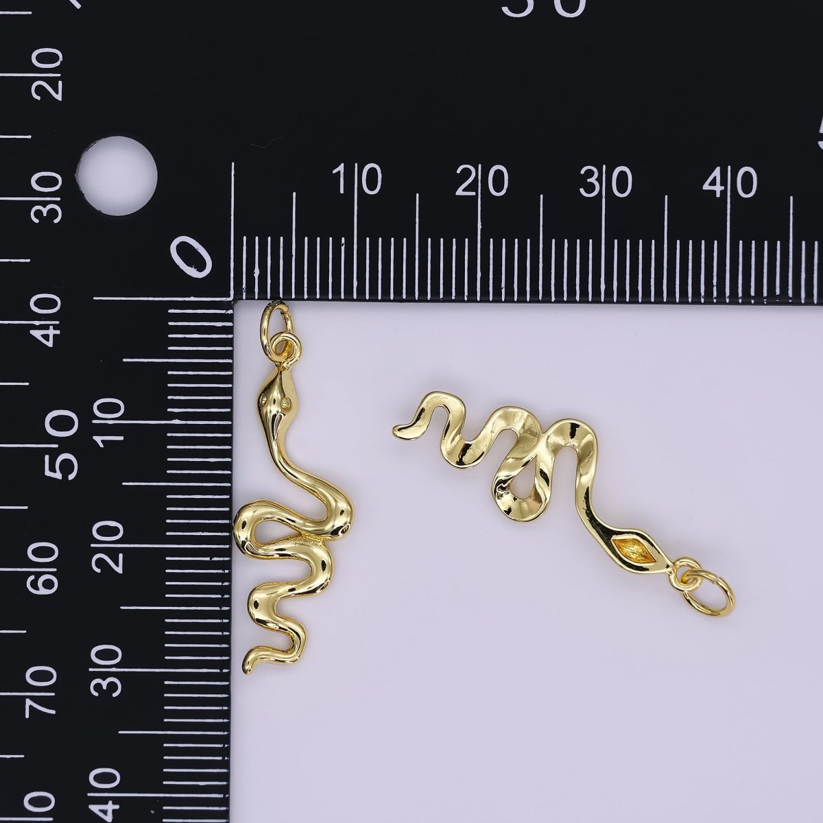 24K Gold Filled 30mm Minimalist Slither Snake Serpent Charm | D732 - DLUXCA
