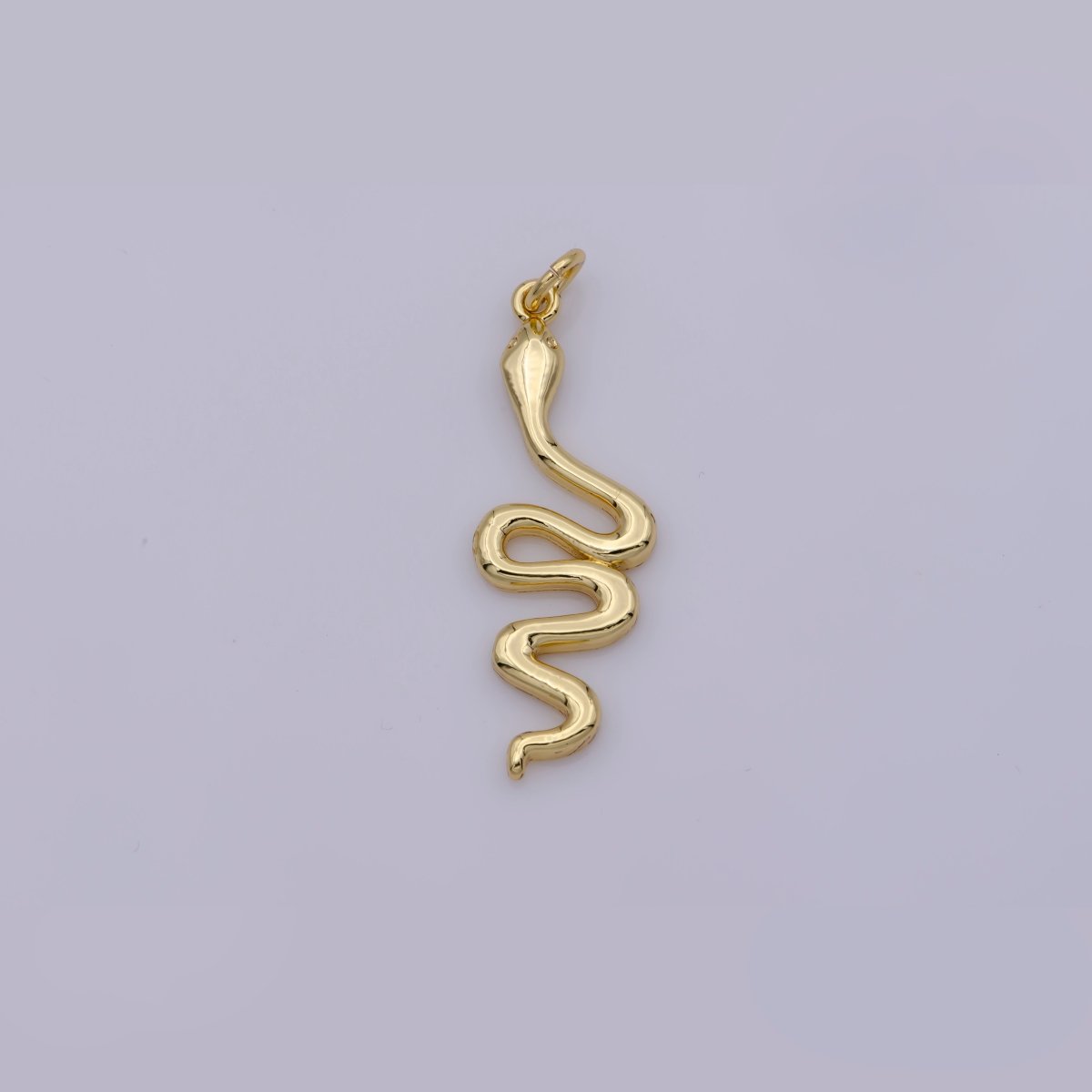 24K Gold Filled 30mm Minimalist Slither Snake Serpent Charm | D732