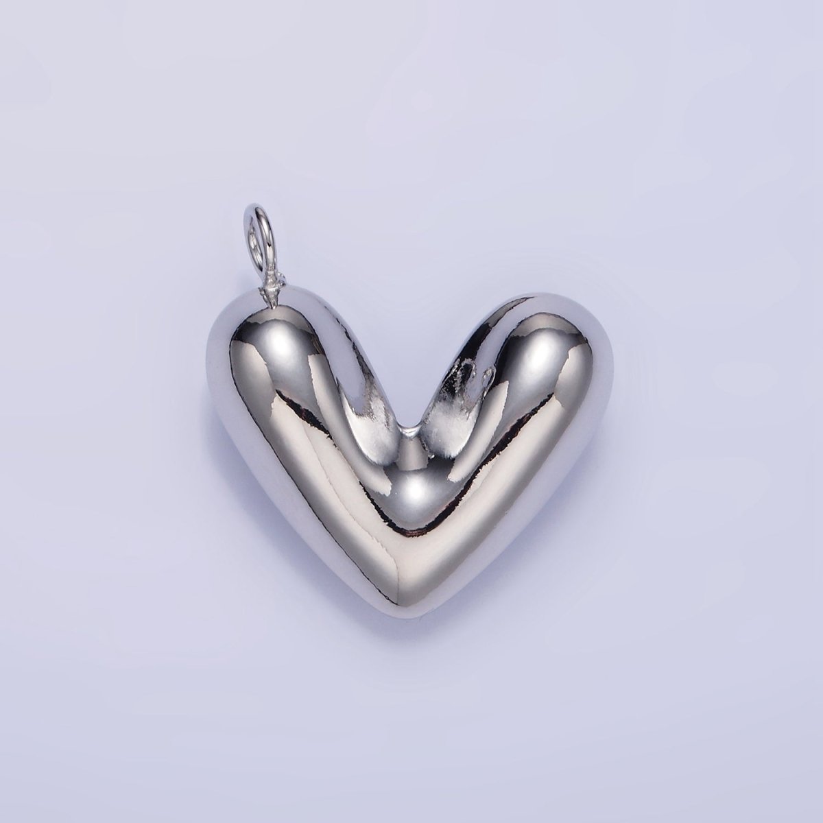 24K Gold Filled 30mm Puffed Heart Pendant in Gold & Silver | D060 D061