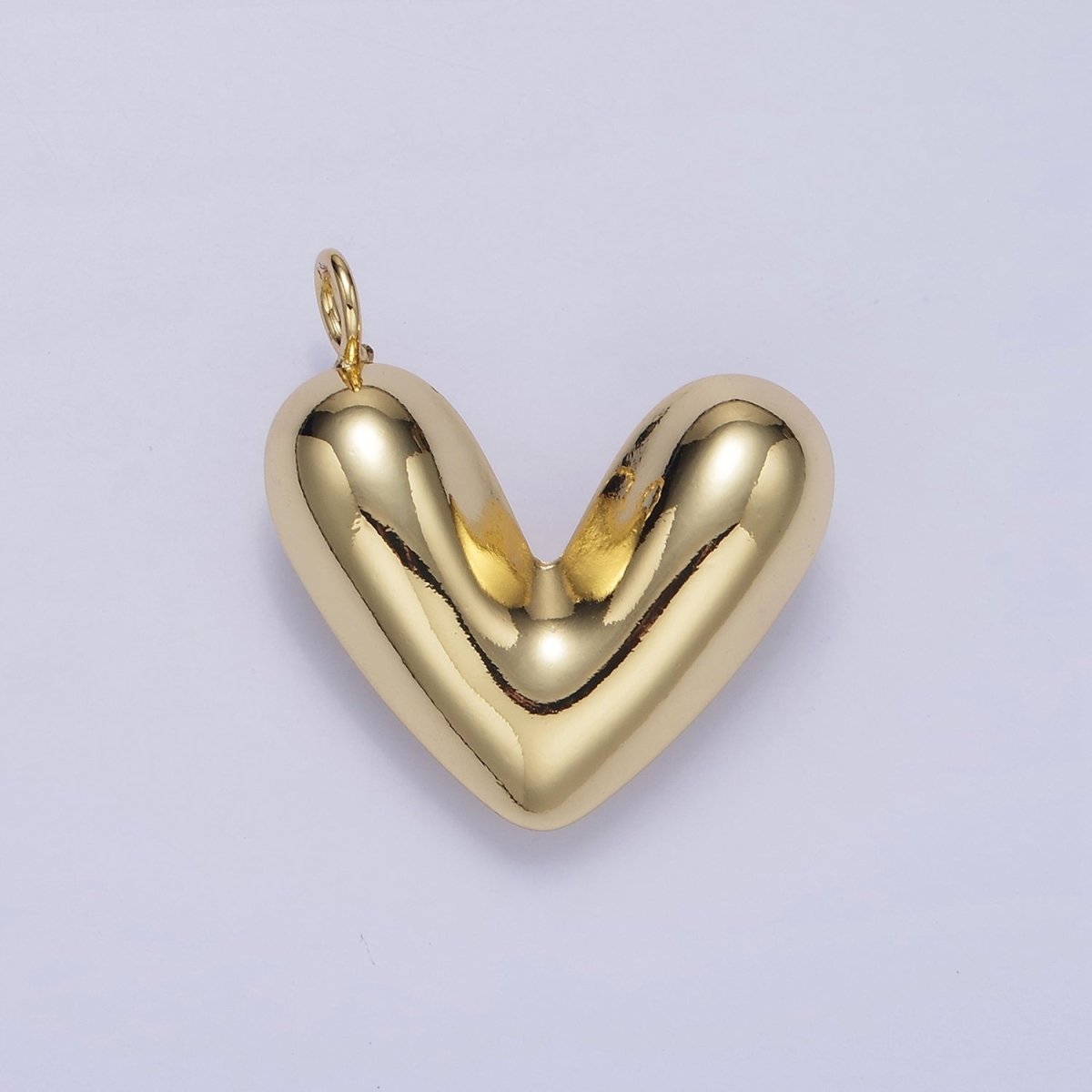 24K Gold Filled 30mm Puffed Heart Pendant in Gold & Silver | D060 D061