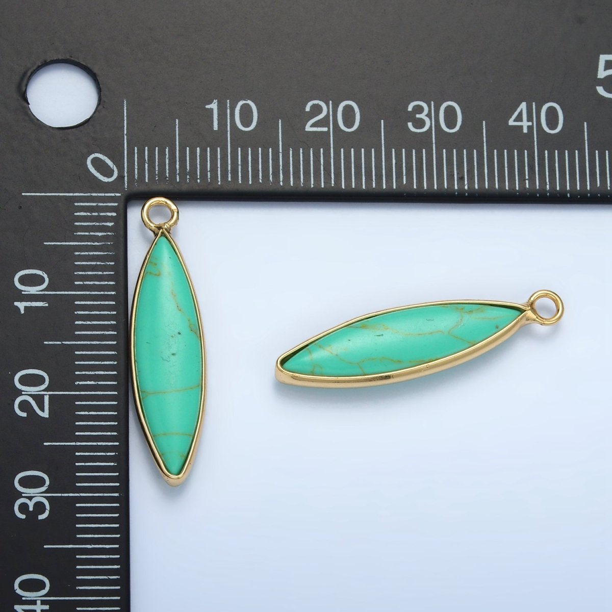 24K Gold Filled 30mm Turquoise Gemstone Sphere Bezel Charm | AG889 - DLUXCA