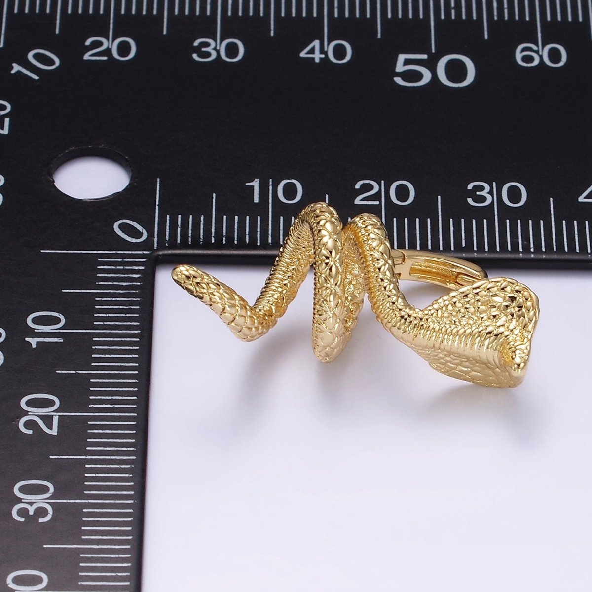 24K Gold Filled 30mm Twirling Snake Serpent Drop Huggie Earrings | AB1174 - DLUXCA