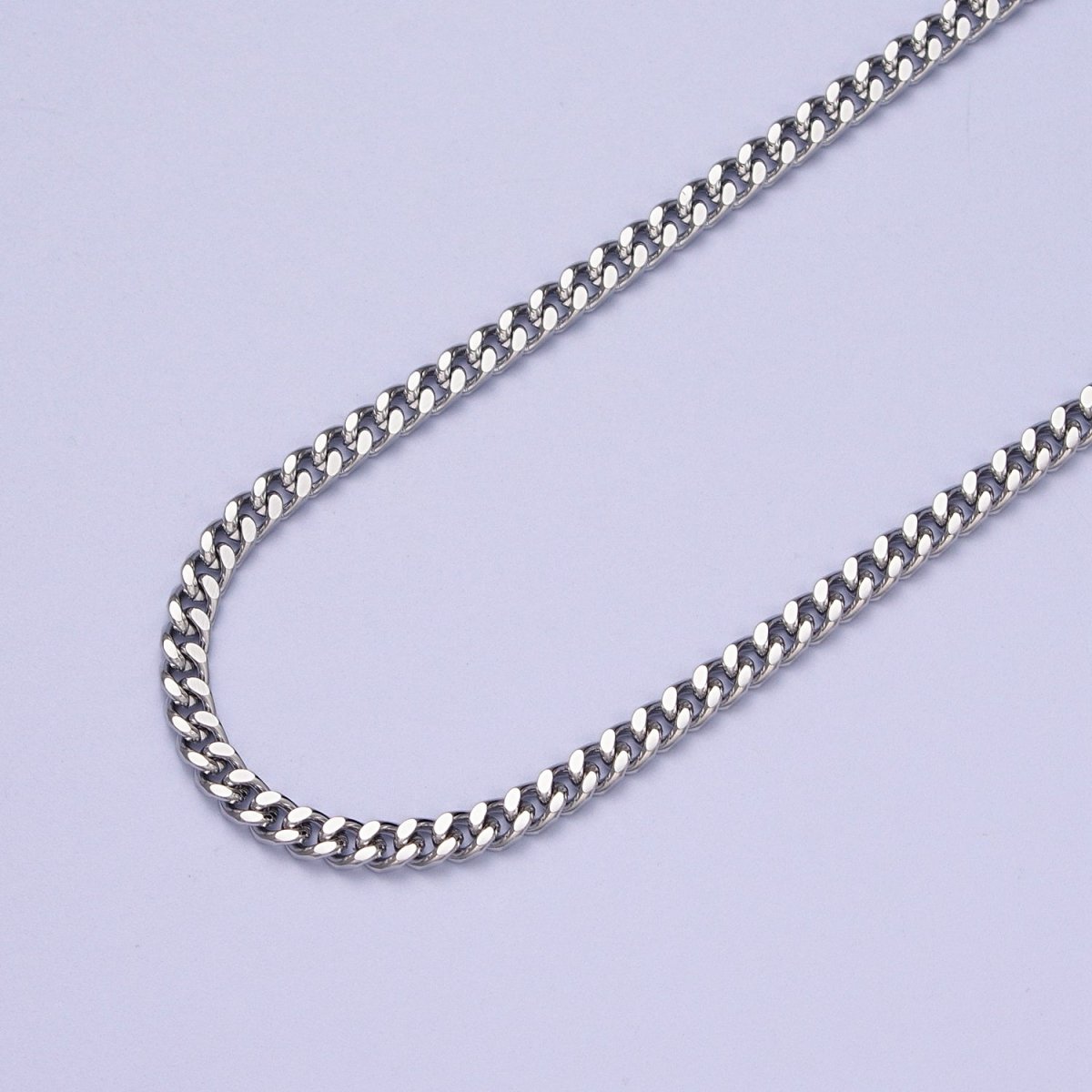 24K Gold Filled 3.2mm Mini Cuban Flat Curb Unfinished Bulk Chain in Gold & Silver | ROLL-976, ROLL-977