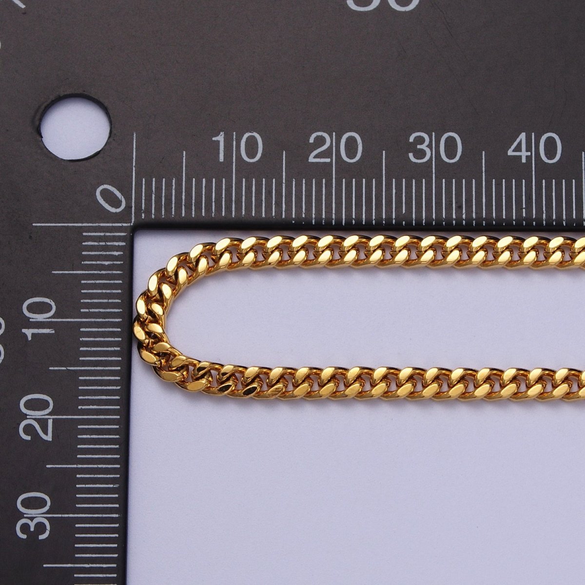 24K Gold Filled 3.2mm Mini Cuban Flat Curb Unfinished Bulk Chain in Gold & Silver | ROLL-976, ROLL-977