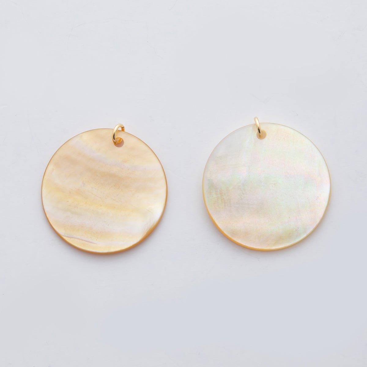 24K Gold Filled 32mm Mother of Pearl Round Charm | D544 - DLUXCA