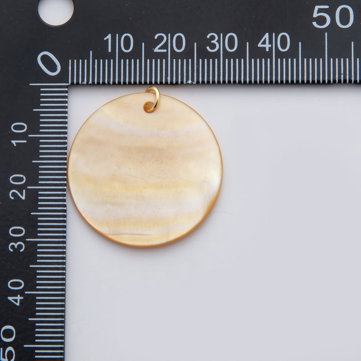 24K Gold Filled 32mm Mother of Pearl Round Charm | D544 - DLUXCA