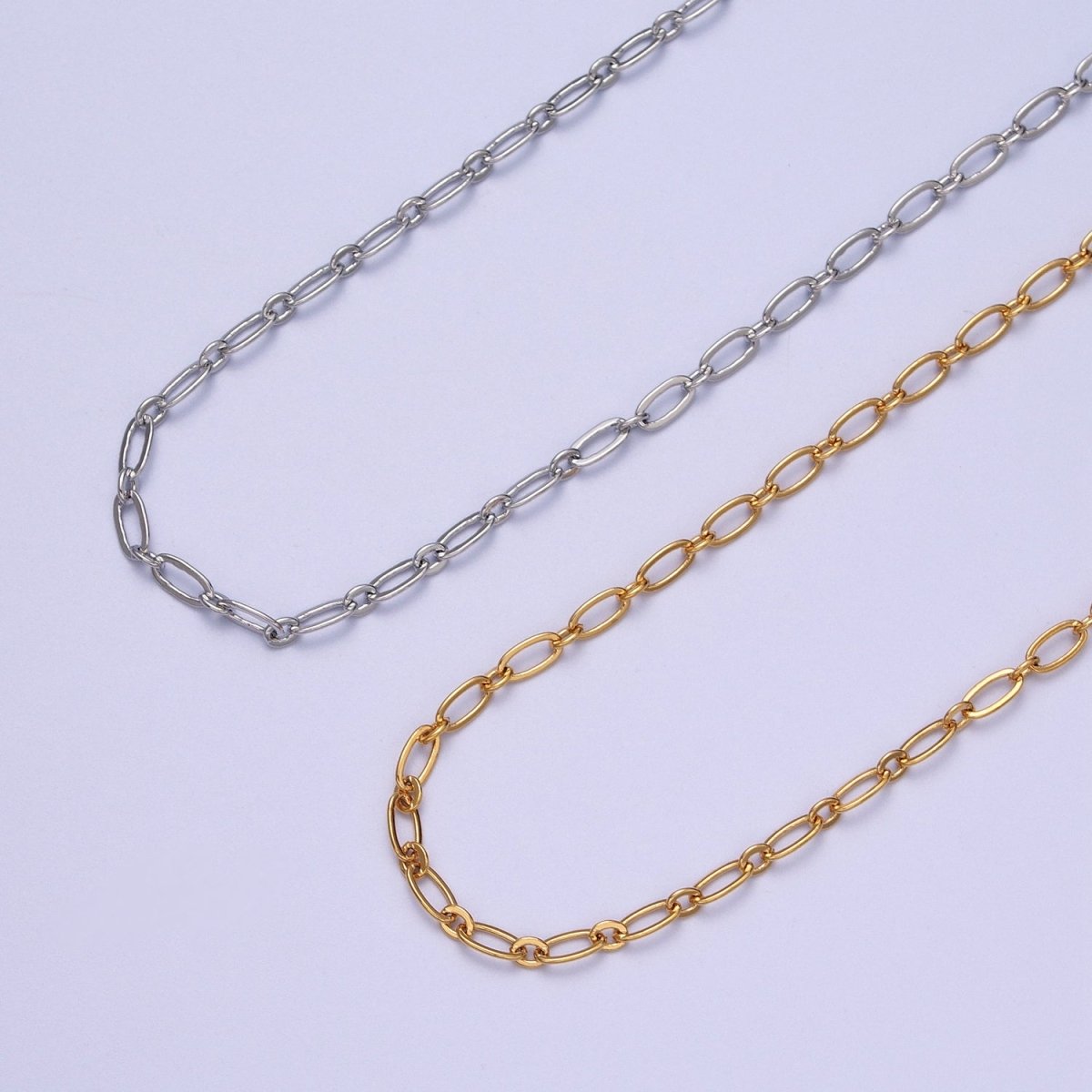 24K Gold Filled 3.2mm Paperclip Chain Cable Link Unfinished Gold, Silver Chain | ROLL-972, ROLL-973 Clearance Pricing