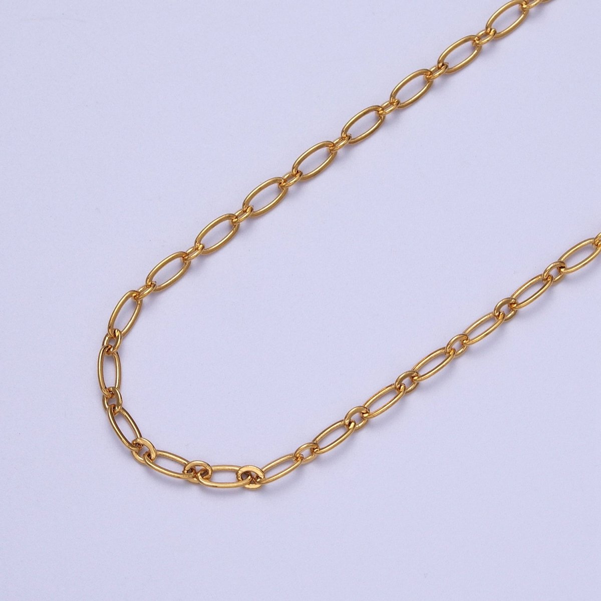 24K Gold Filled 3.2mm Paperclip Chain Cable Link Unfinished Gold, Silver Chain | ROLL-972, ROLL-973 Clearance Pricing