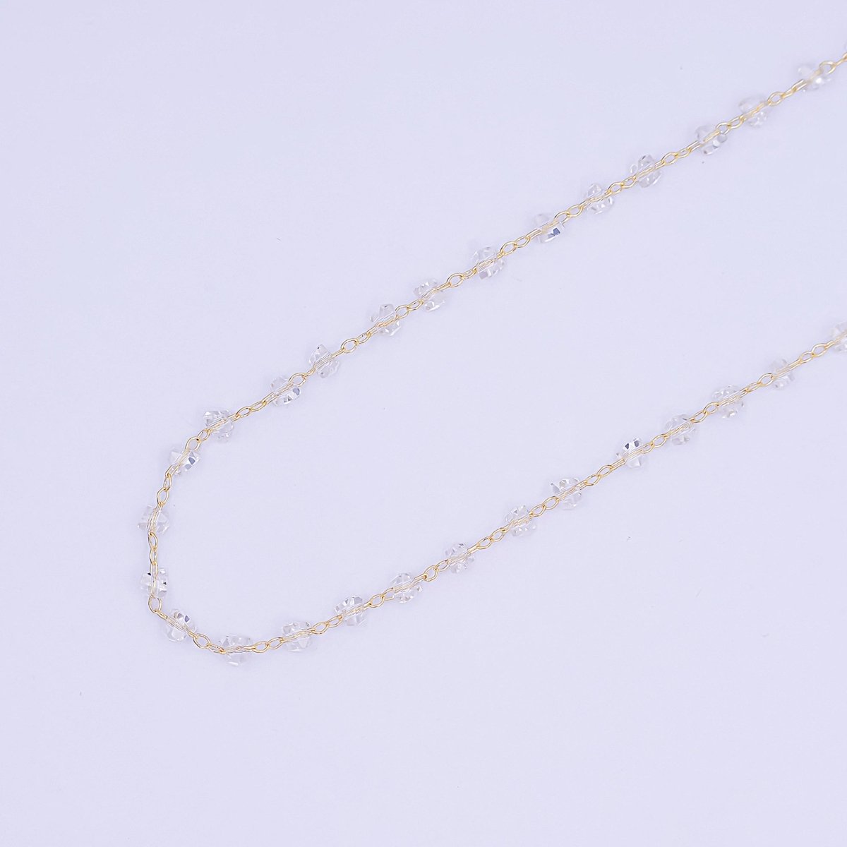 24K Gold Filled 3.3mm Clear Crystal Link Unfinished Chain by Yard | Roll - 1653 - DLUXCA