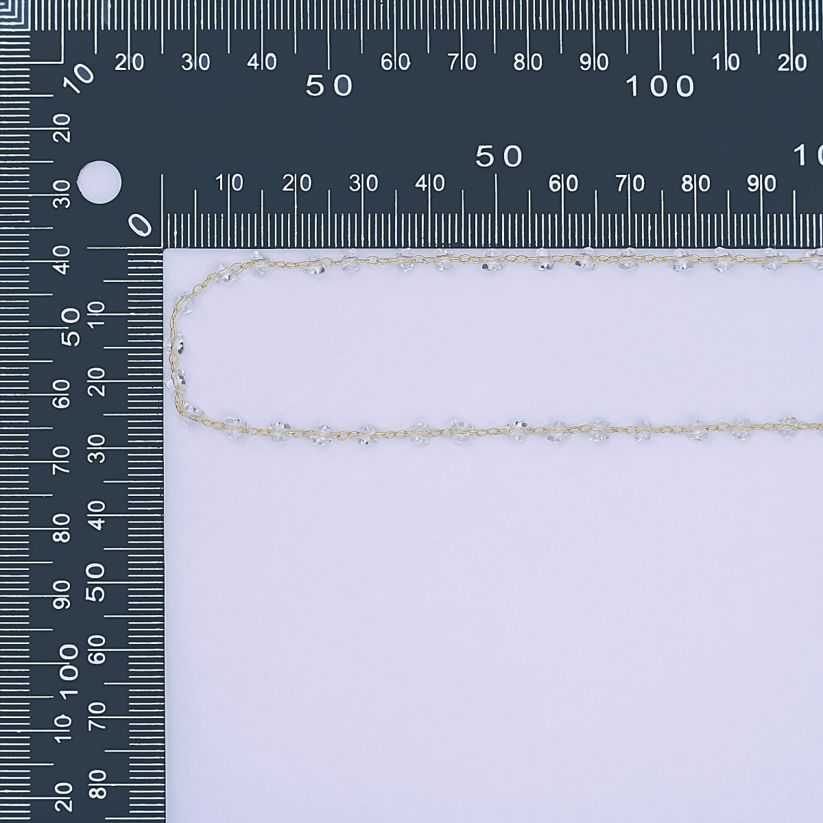 24K Gold Filled 3.3mm Clear Crystal Link Unfinished Chain by Yard | Roll - 1653 - DLUXCA