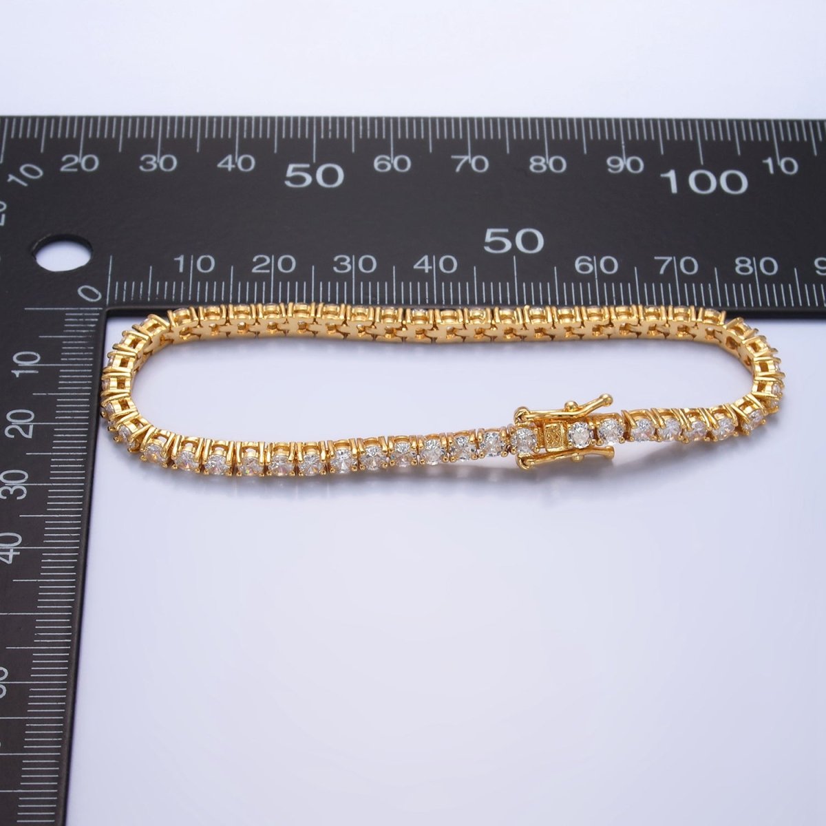 24K Gold Filled 3.3mm CZ Tennis Chain 7.5 Inch Bracelet | WA - 2660 - DLUXCA
