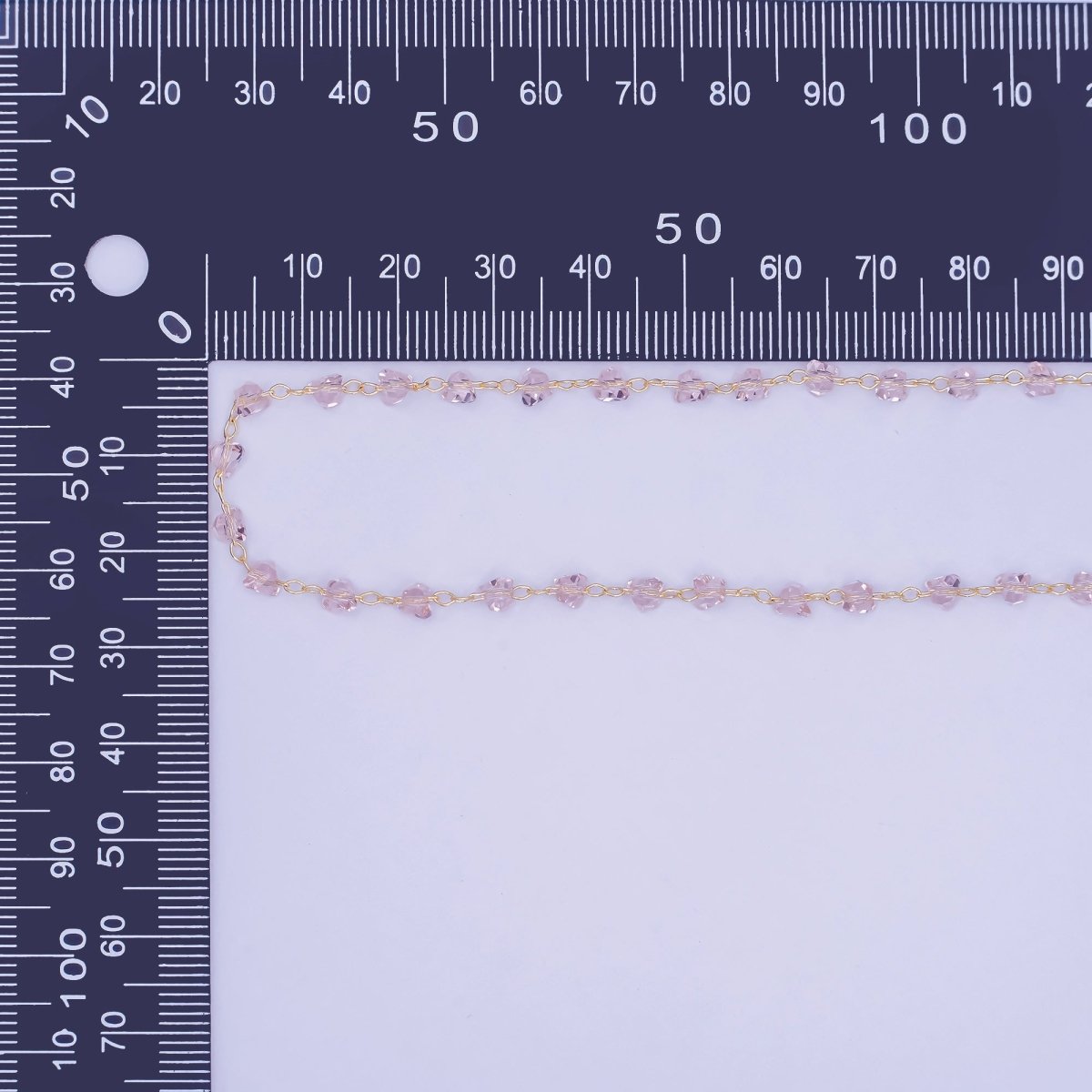 24K Gold Filled 3.3mm Pink Crystal Link Unfinished Chain by Yard | Roll - 1654 - DLUXCA