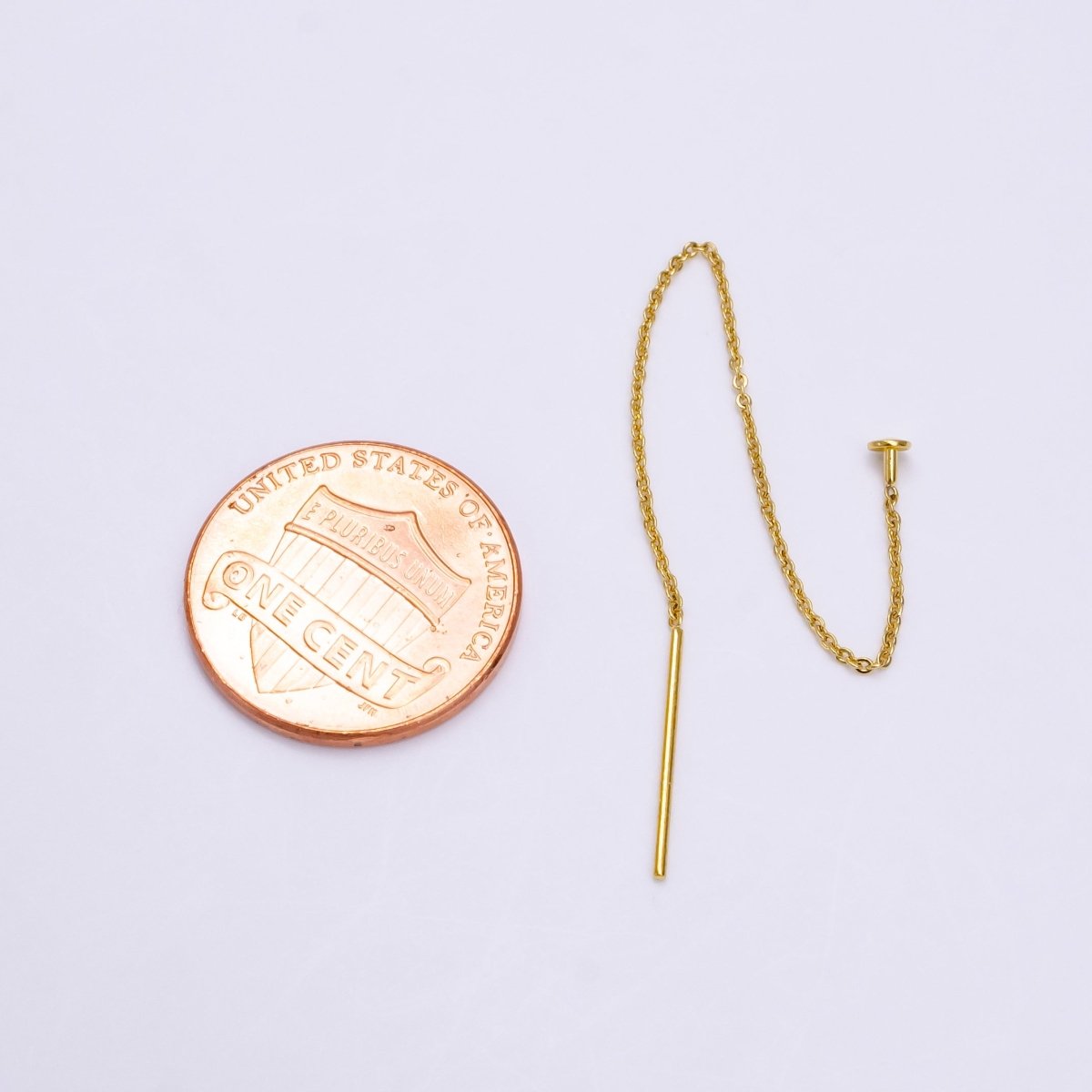 24K Gold Filled 3.5 Inches Cable Rolo Link Chain Long Threader Earring Making Supply | AE821 - DLUXCA