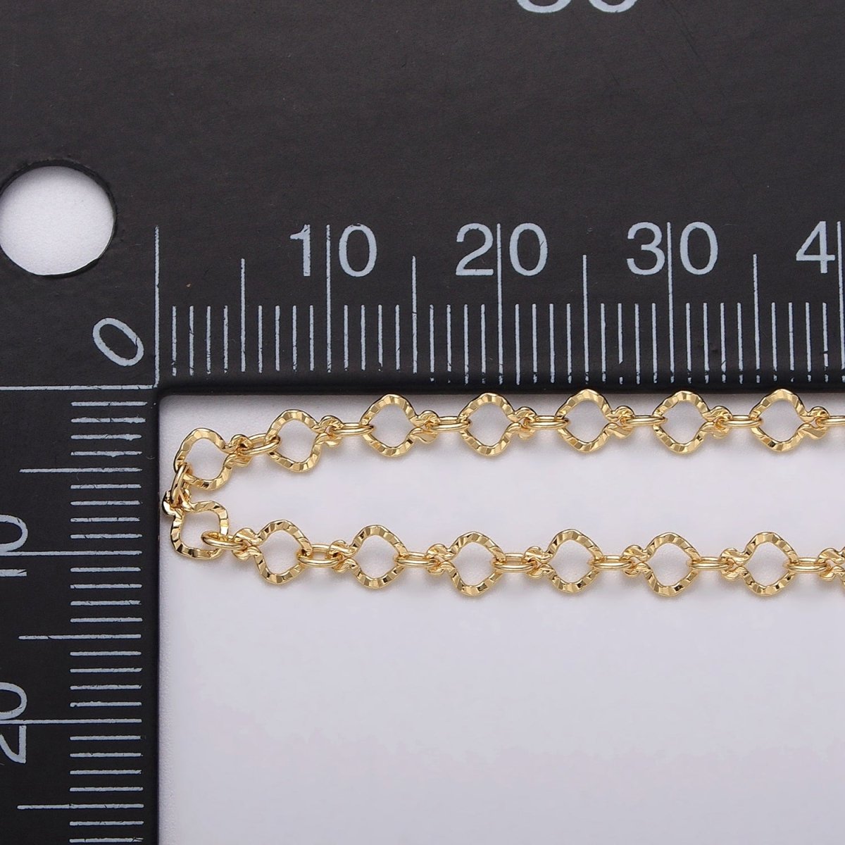 24K Gold Filled 3.5mm Hammered Designed Link Unfinished Chain by Yard in Gold & Silver | ROLL-1063, ROLL-1091