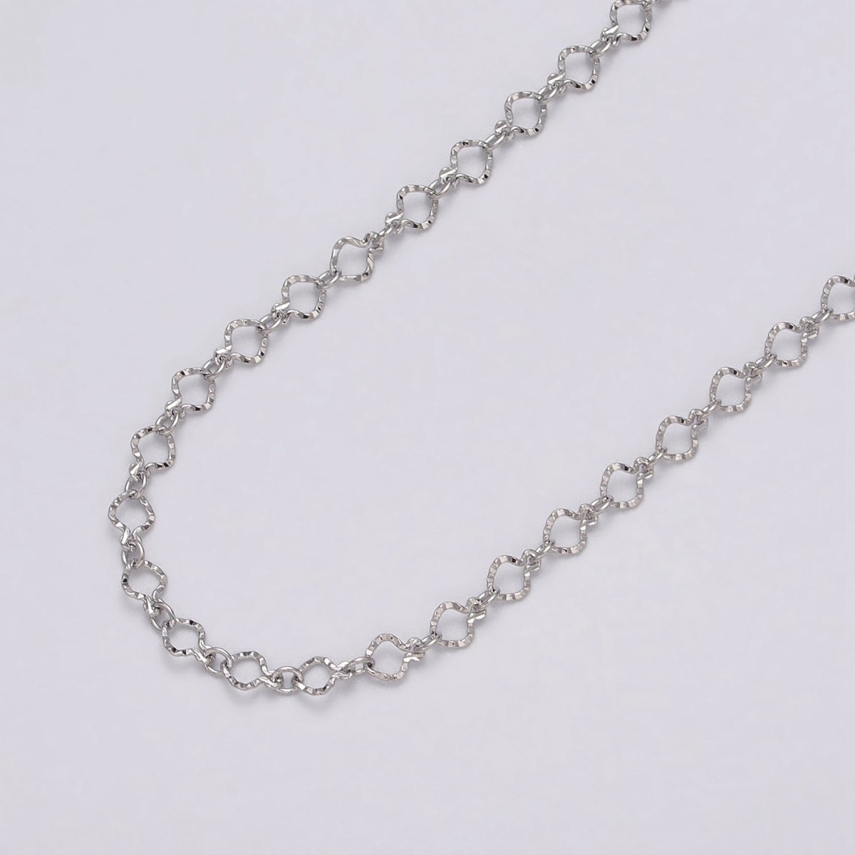24K Gold Filled 3.5mm Hammered Designed Link Unfinished Chain by Yard in Gold & Silver | ROLL-1063, ROLL-1091