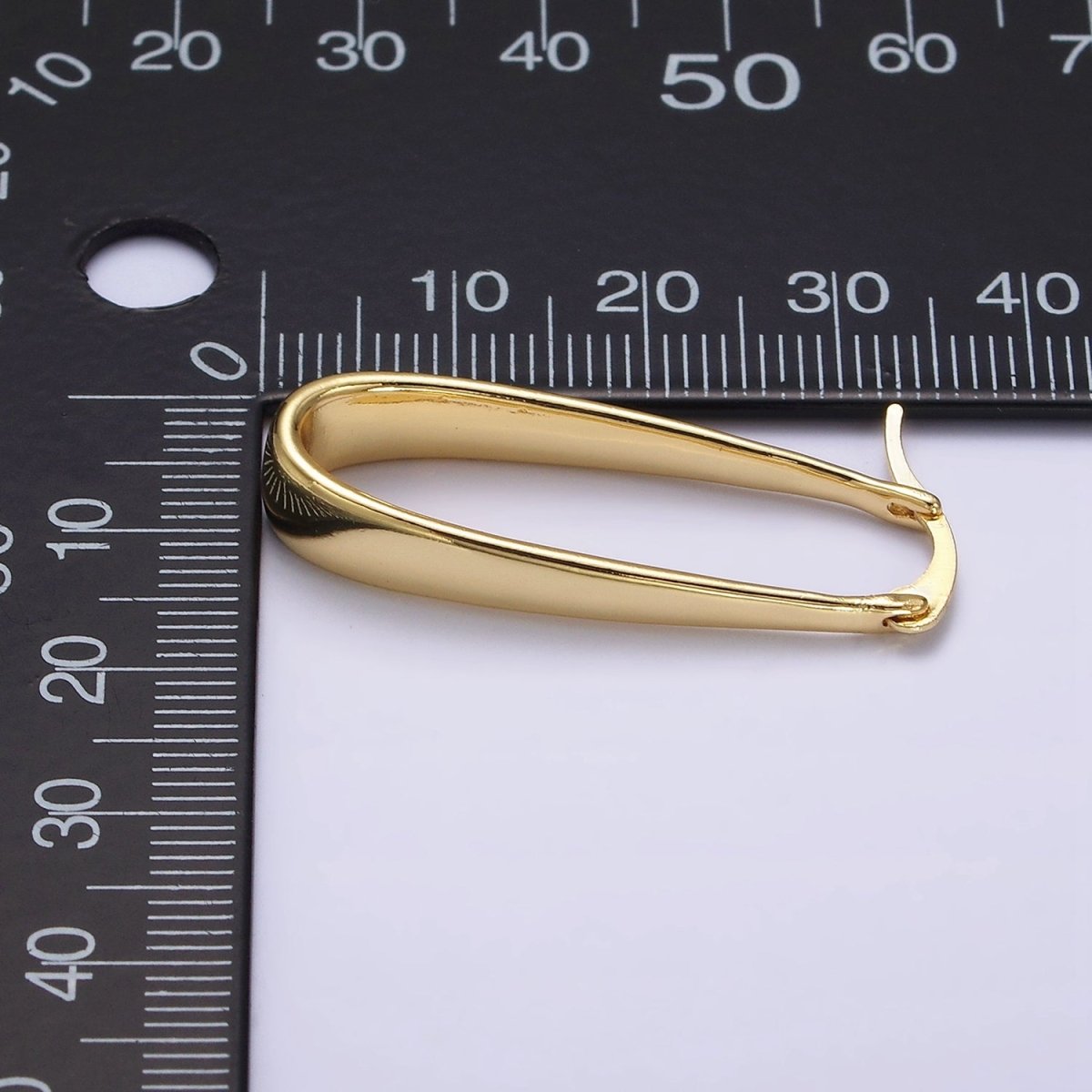 24K Gold Filled 35mm Oblong Dome French Lock Latch Hoop Earrings in Gold & Silver | AE606 AE607