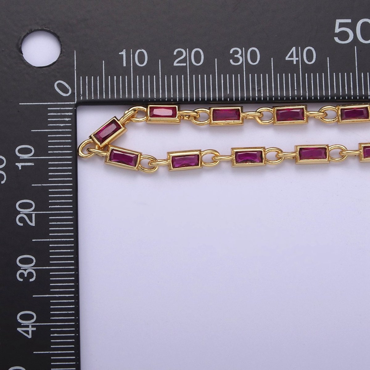 24K Gold Filled 3.6mm Baguette Cubic Zirconia Station Necklace Bulk Unfinished Chain | ROLL-757, ROLL-778, ROLL-779, ROLL-860, ROLL-861 Clearance Pricing