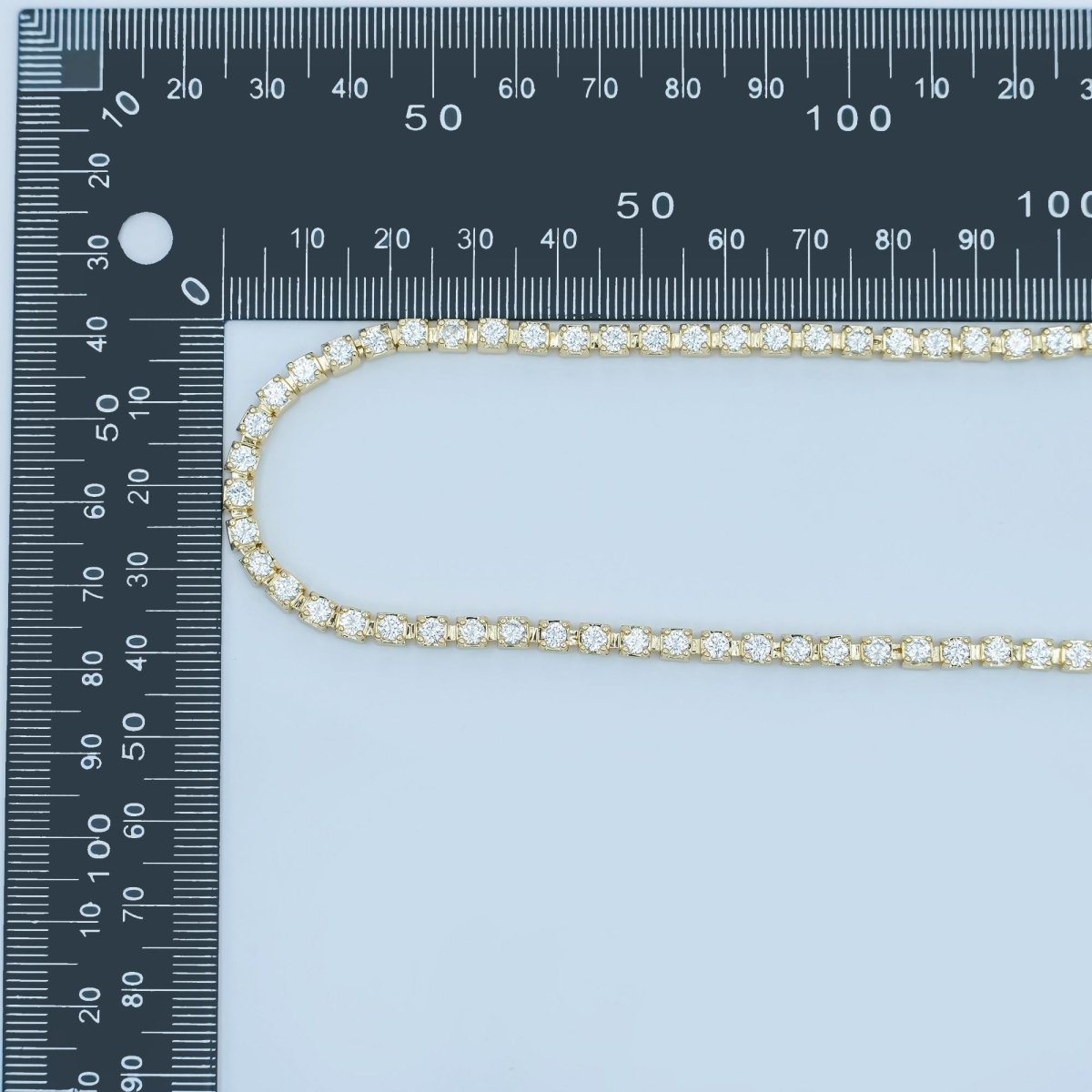 24K Gold Filled 3.8mm Clear CZ Tennis Chain 18 Inch Necklace | WA - 3022 - DLUXCA