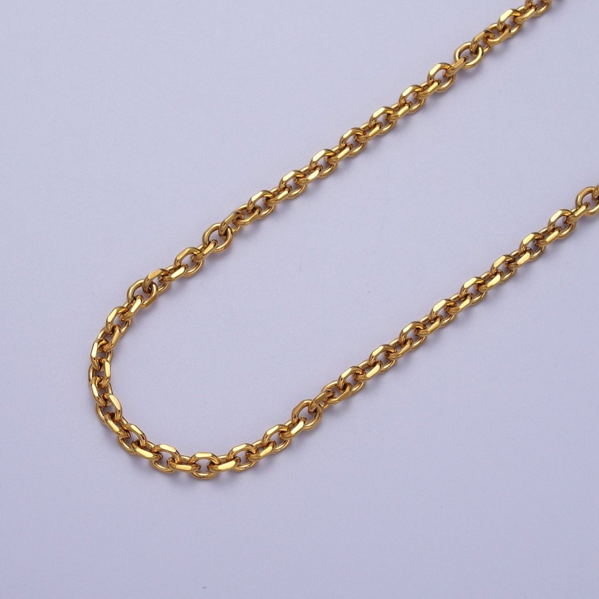 24K Gold Filled 3.8mm Flat Cable Link Gold, Silver Unfinished Chain | ROLL-887 ROLL-888 Clearance Pricing