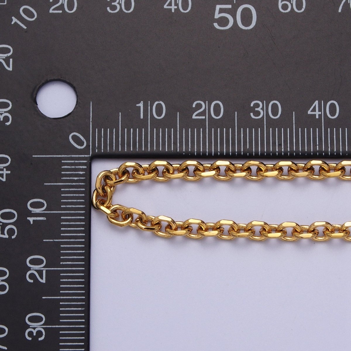 24K Gold Filled 3.8mm Flat Cable Link Gold, Silver Unfinished Chain | ROLL-887 ROLL-888 Clearance Pricing