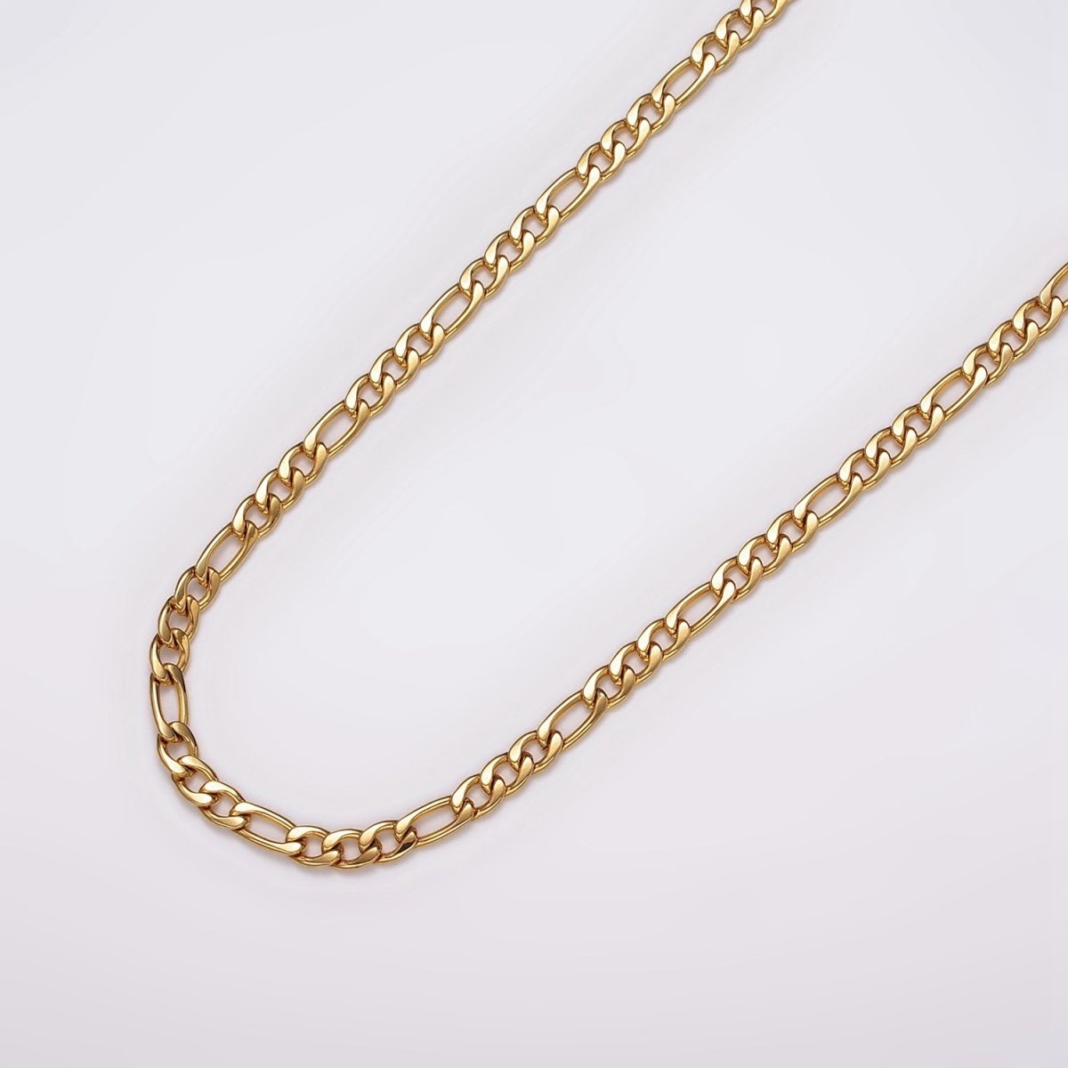 24k Gold Filled 3.8mm Width Figaro Chain Unfinished Chain by Yard Chain Bulk Wholesale | ROLL-1492 Clearance Pricing