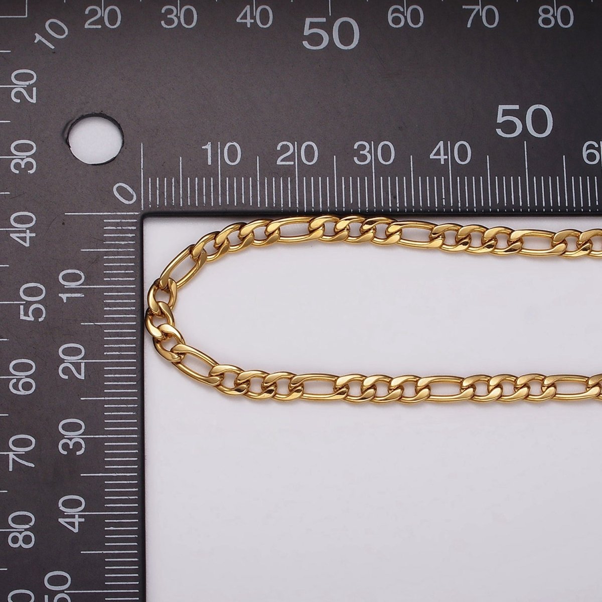 24k Gold Filled 3.8mm Width Figaro Chain Unfinished Chain by Yard Chain Bulk Wholesale | ROLL-1492 Clearance Pricing