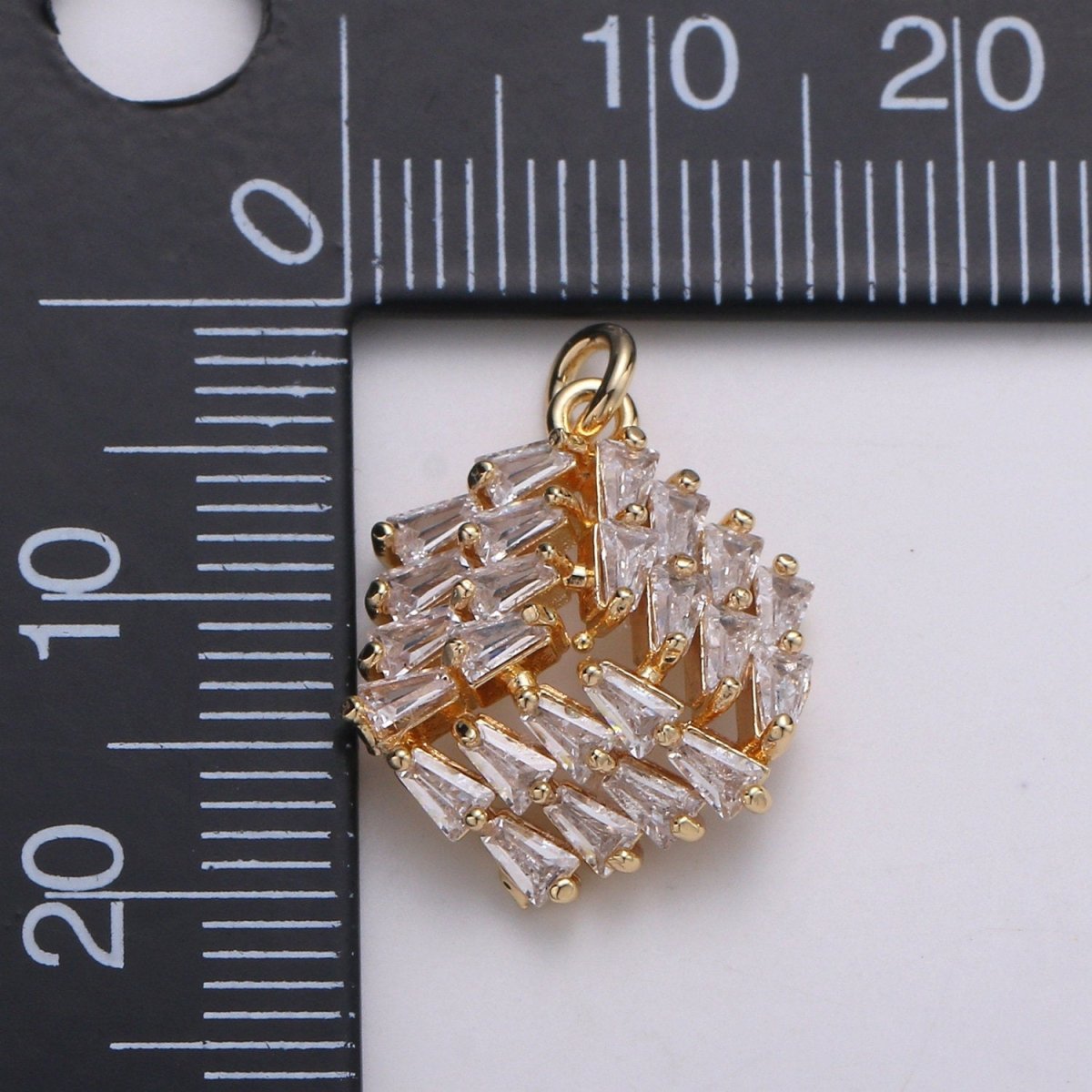 24K Gold Filled 3D Box Baguette Charm, Micro Pave Cubic Zirconia Cube Charm, Clear Cubic Charms, DIY Jewelry Supply E-558 - DLUXCA