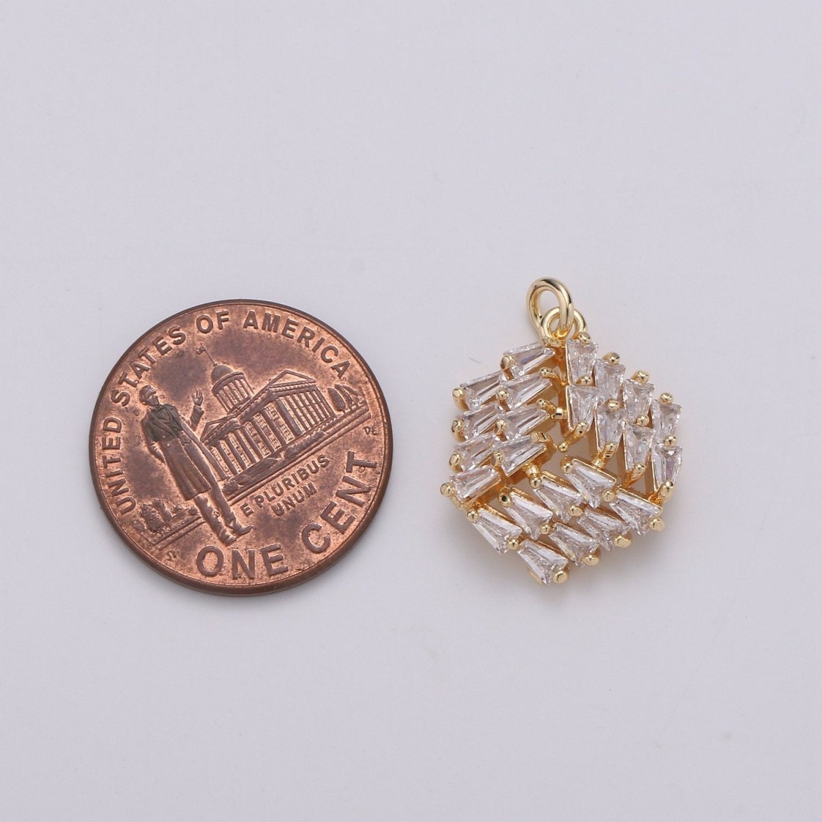 24K Gold Filled 3D Box Baguette Charm, Micro Pave Cubic Zirconia Cube Charm, Clear Cubic Charms, DIY Jewelry Supply E-558 - DLUXCA