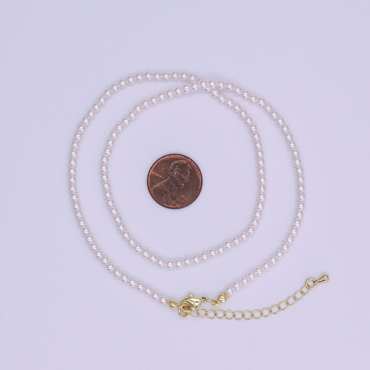 24K Gold Filled 3m Off - White Shell Pearl Bead Gemstone 17 Inch Necklace | WA - 3049 - DLUXCA