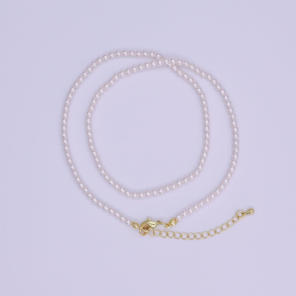 24K Gold Filled 3m Off - White Shell Pearl Bead Gemstone 17 Inch Necklace | WA - 3049 - DLUXCA