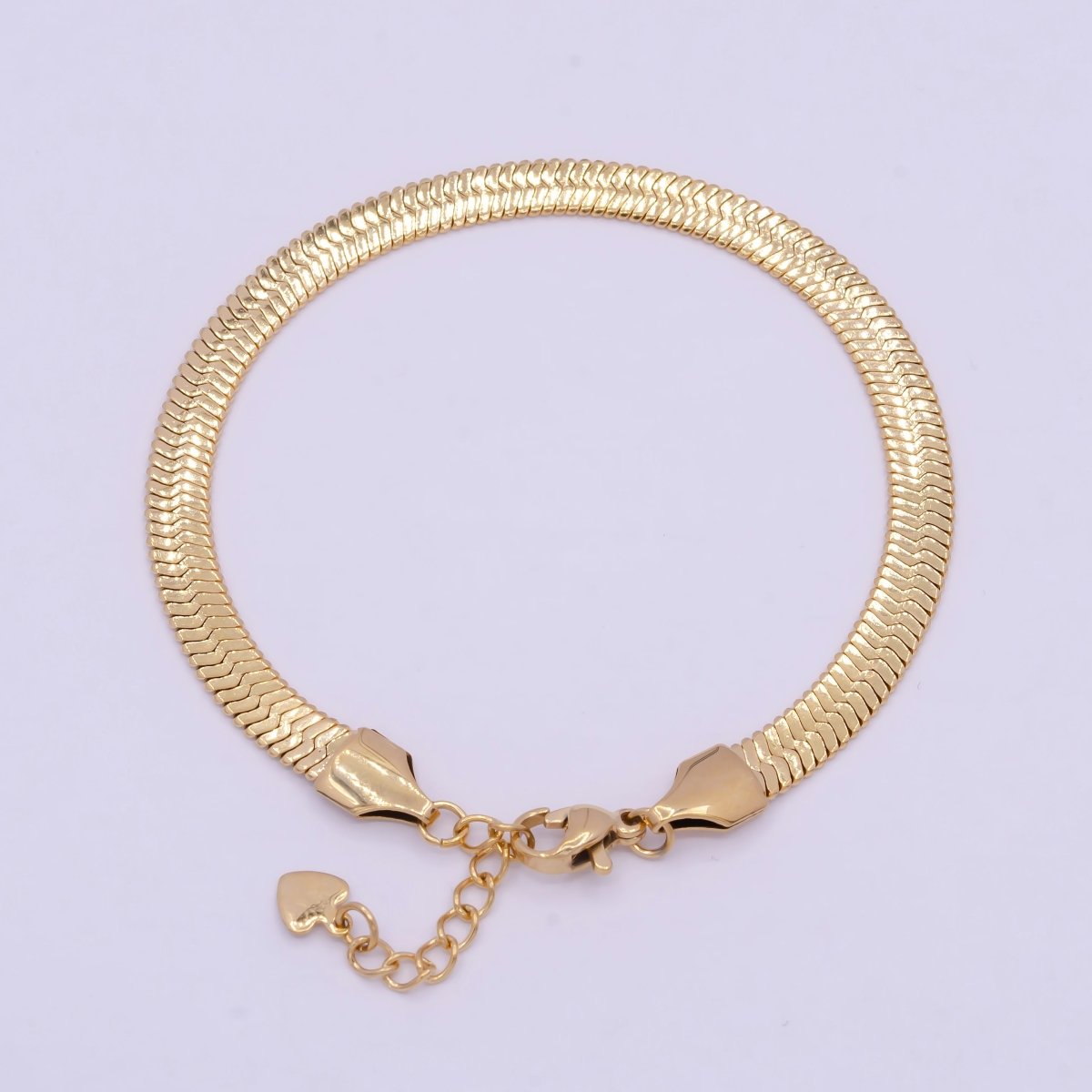 24K Gold Filled 3mm, 4mm, 5mm Herringbone Chain 7 Inch Bracelet | WA-928 WA-929 WA-927 Clearance Pricing - DLUXCA