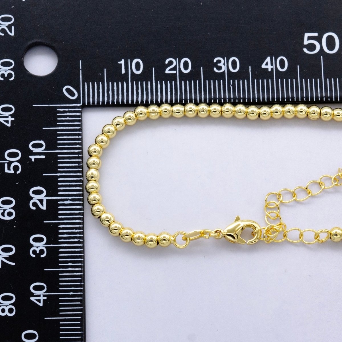 24K Gold Filled 3mm Bead Ball 17.5 Inch Chain Necklace | WA - A2739 - DLUXCA