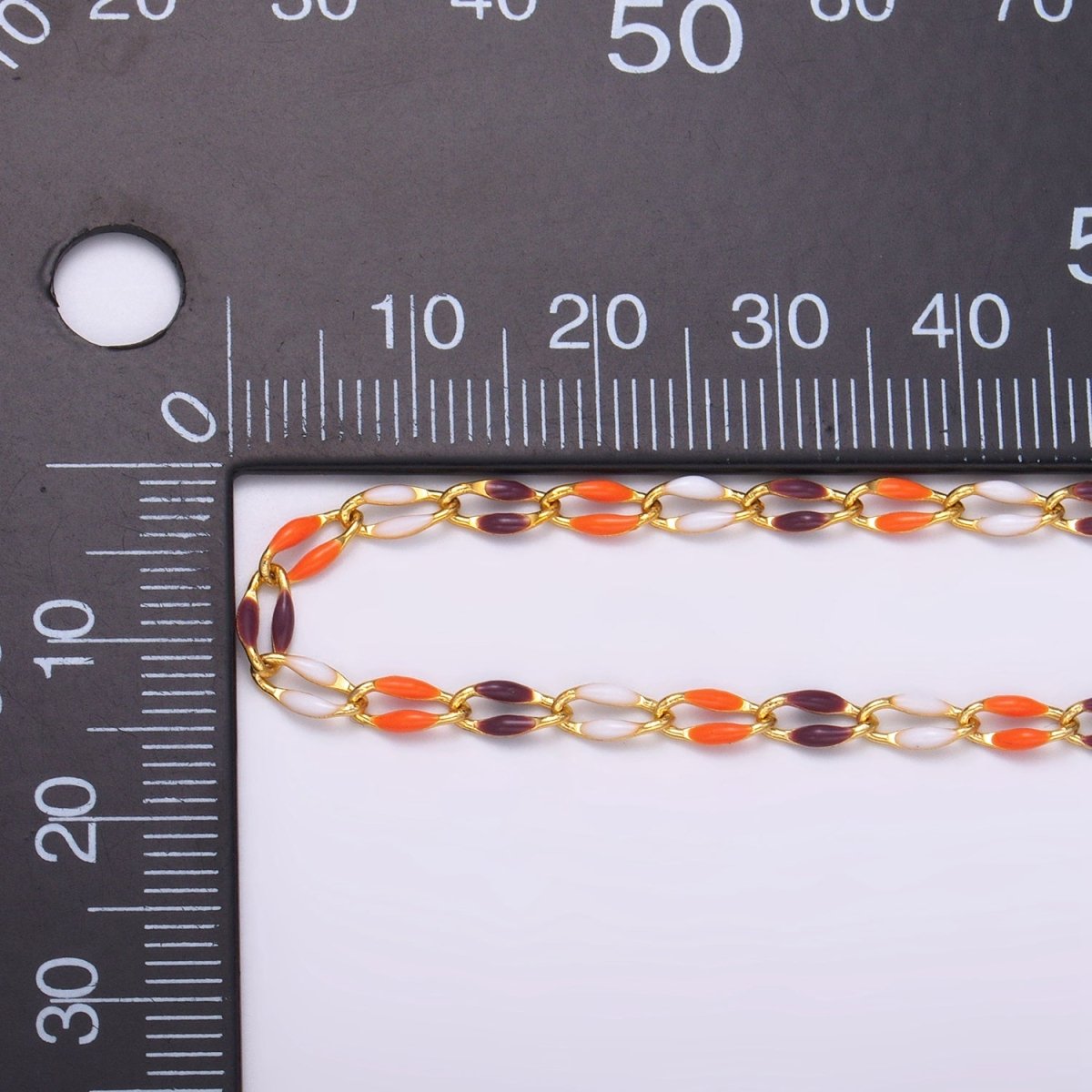 24K Gold Filled 3mm Halloween Enamel Unfinished Chain by Yard | Roll - 1528 - DLUXCA