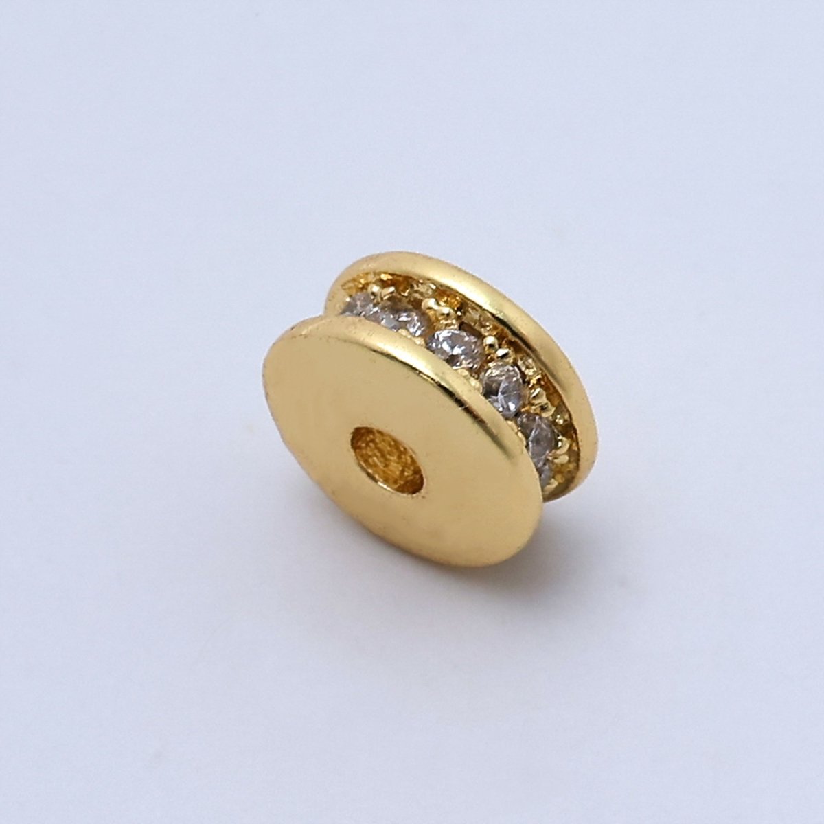 24K Gold Filled 3mm Micro Paved CZ Rhondelle Bead | B212 - DLUXCA