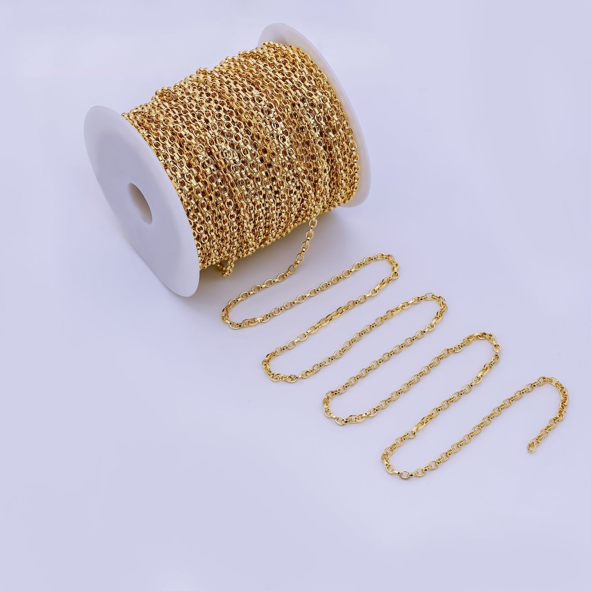 24K Gold Filled 3mm Minimalist Cable Unfinished Chain by Yard | Roll - 1669 - DLUXCA