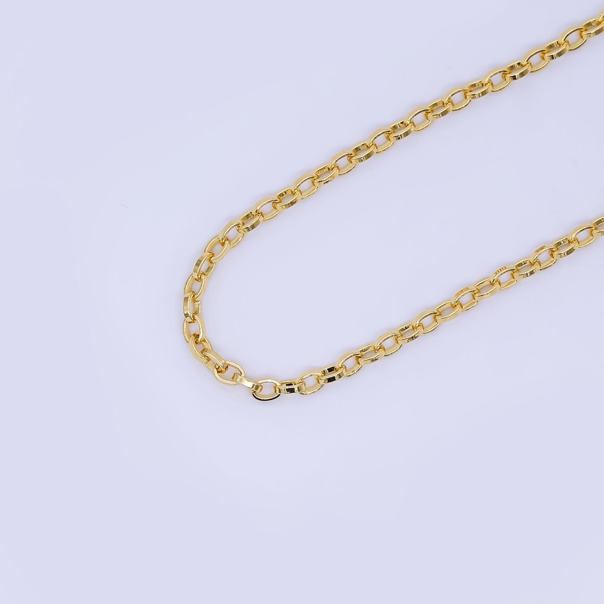 24K Gold Filled 3mm Minimalist Cable Unfinished Chain by Yard | Roll - 1669 - DLUXCA