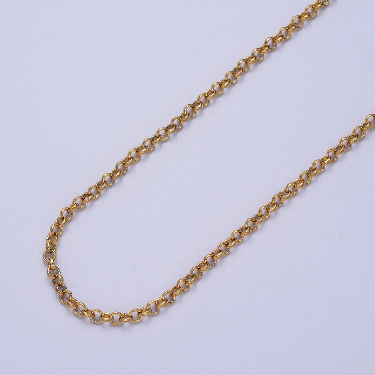 24K Gold Filled 3mm Round Rolo Unfinished Chain in Gold & Silver | ROLL-881, ROLL-882 Clearance Pricing