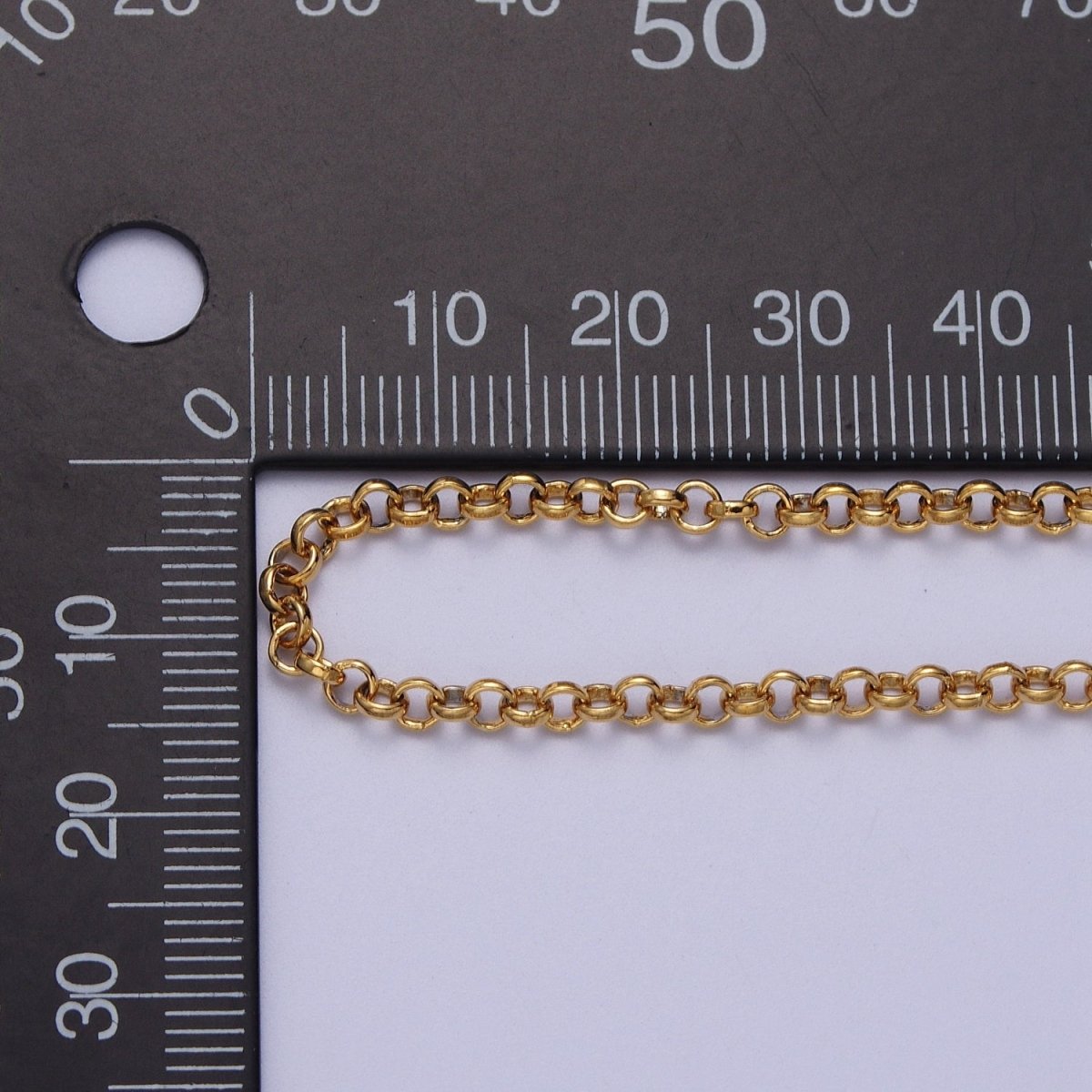 24K Gold Filled 3mm Round Rolo Unfinished Chain in Gold & Silver | ROLL-881, ROLL-882 Clearance Pricing