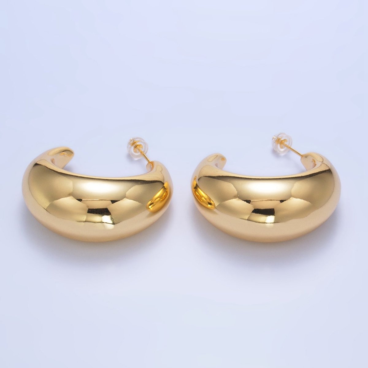 24K Gold Filled 40mm Minimalist Lightweight C - Shaped Hoop Earrings | P408 - DLUXCA
