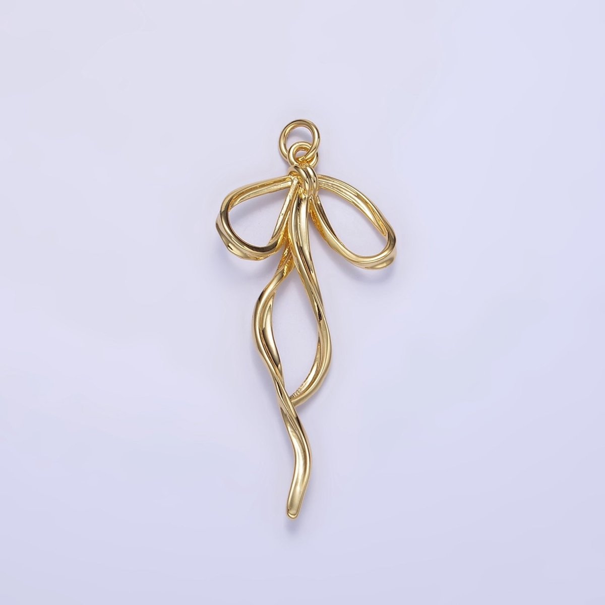 24K Gold Filled 40mm Ribbon Bow Twirl Charm in Gold & Silver | D440 D441