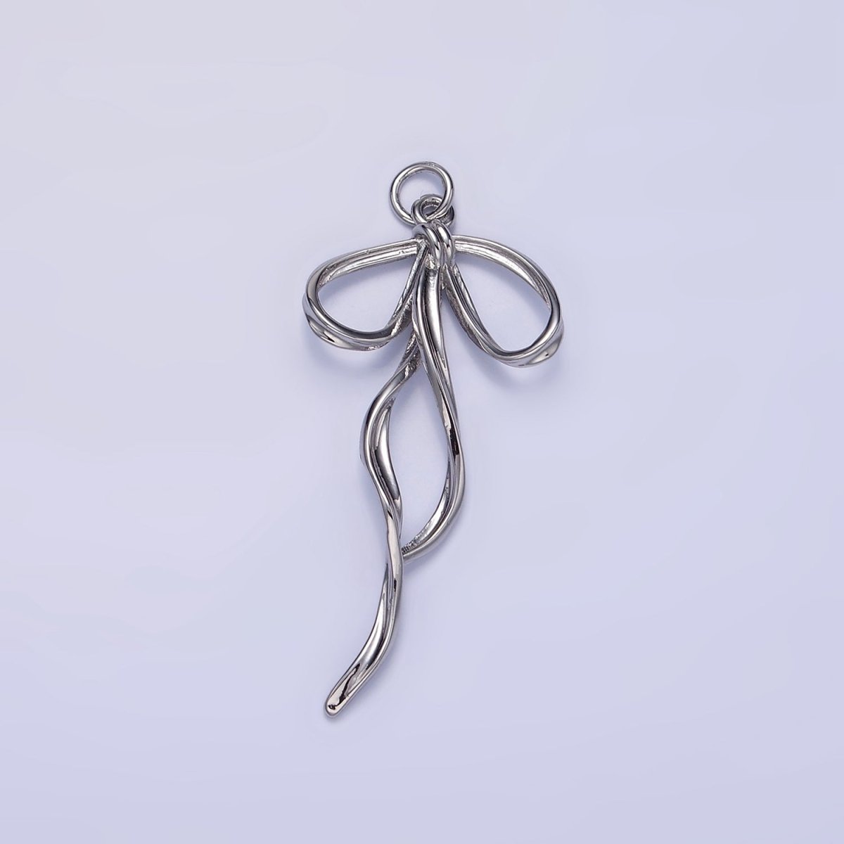 24K Gold Filled 40mm Ribbon Bow Twirl Charm in Gold & Silver | D440 D441