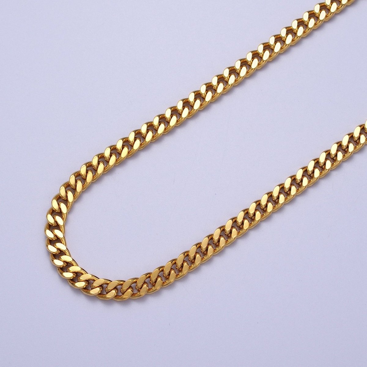 24K Gold Filled 4.6mm Concave Flat Cuban Curb Unfinished Gold, Silver Chain | ROLL-909, ROLL-910 Clearance Pricing