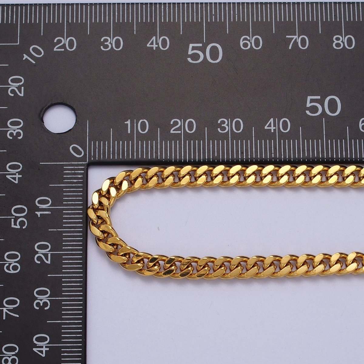 24K Gold Filled 4.6mm Concave Flat Cuban Curb Unfinished Gold, Silver Chain | ROLL-909, ROLL-910 Clearance Pricing