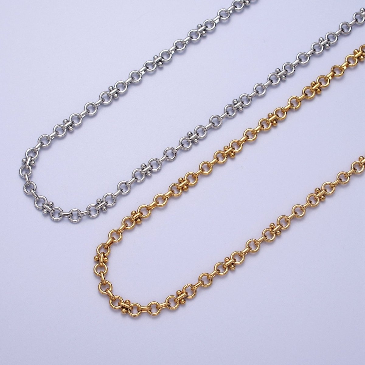 24K Gold Filled 4.8mm Double Rolo Designed Statement Unfinished Chain in Gold & Silver | ROLL-895, ROLL-896 Clearance Pricing