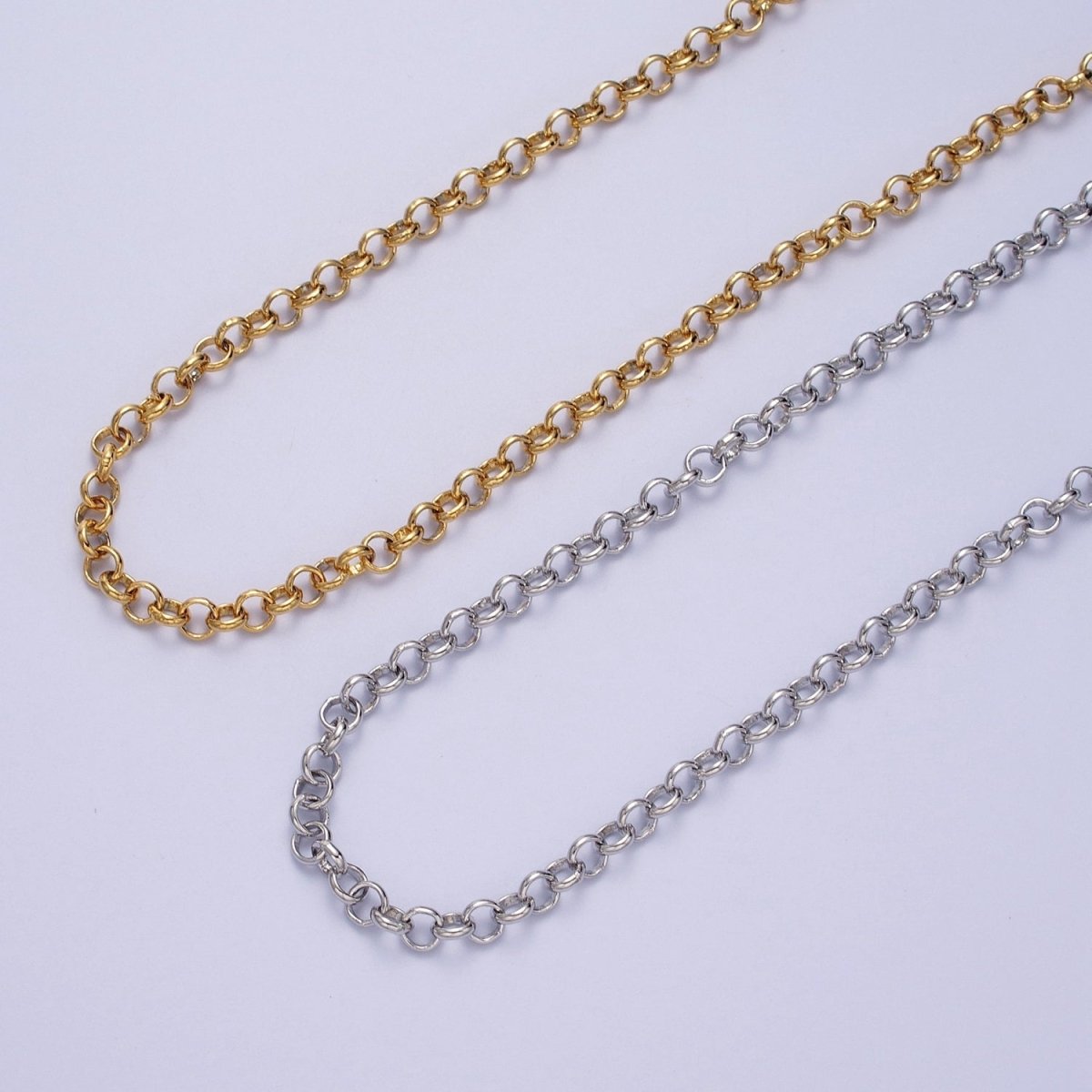 24K Gold Filled 4.8mm Round Rolo Unfinished Chain in Gold & Silver | ROLL-883, ROLL-884 Clearance Pricing