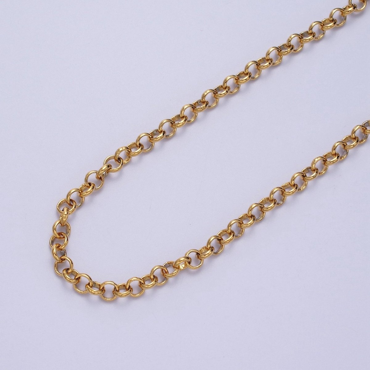 24K Gold Filled 4.8mm Round Rolo Unfinished Chain in Gold & Silver | ROLL-883, ROLL-884 Clearance Pricing