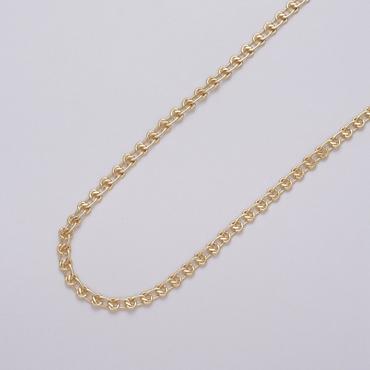 24K Gold Filled 4mm, 5mm, 6mm Twist Geometric Designed 5mm Unfinished Chain by Yard in Gold & Silver | ROLL-1038 Clearance Pricing