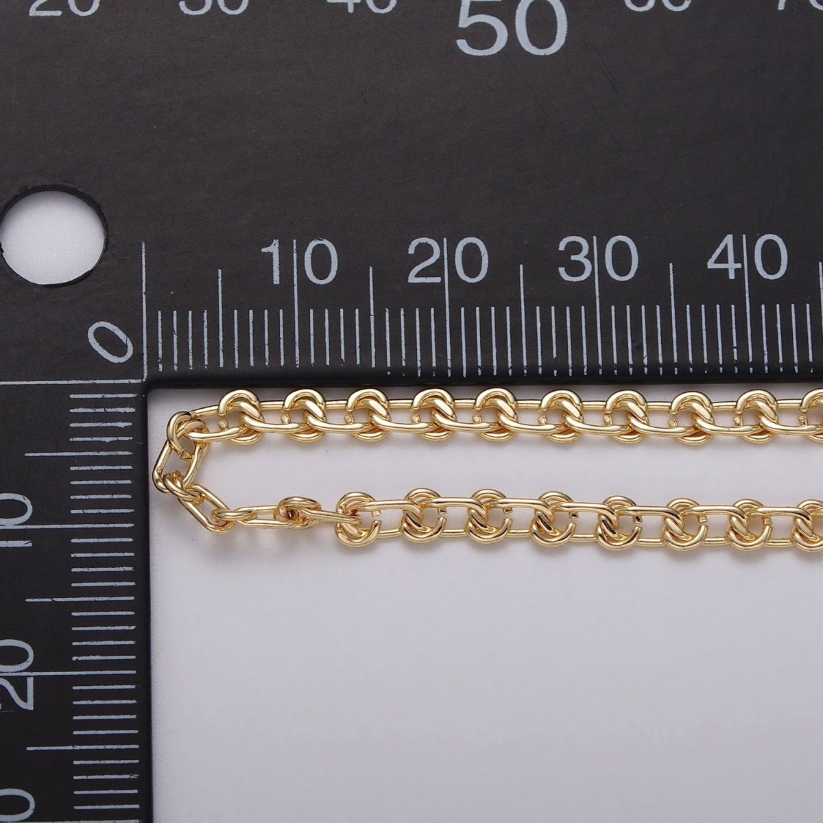 24K Gold Filled 4mm, 5mm, 6mm Twist Geometric Designed 5mm Unfinished Chain by Yard in Gold & Silver | ROLL-1038 Clearance Pricing
